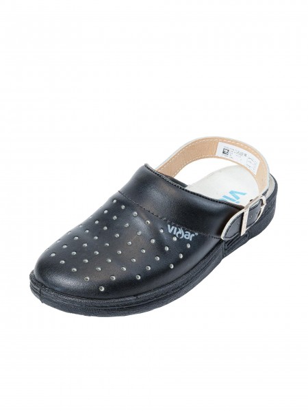 Сабо унисекс с перфорацией, верх натуральная кожа, черные, размер 44, Rotan. (1849-44)