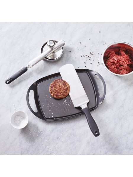 Лопатка для гамбургеров, металлическая, рабочая поверхность 24х7,2 см, общая L-34 см, пластиковая ручка, Paderno. (18516-24)