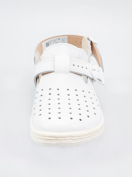 Сабо унисекс с перфорацией, верх натуральная кожа, белые, размер 39, Rotan. (1860-39)