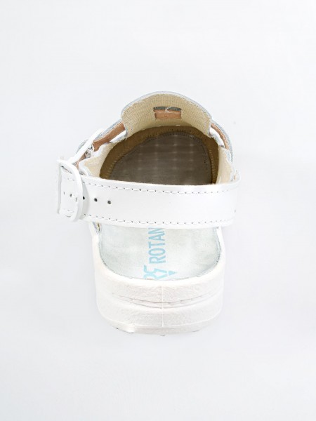 Сабо унисекс с перфорацией, верх натуральная кожа, белые, размер 40, Rotan. (1860-40)