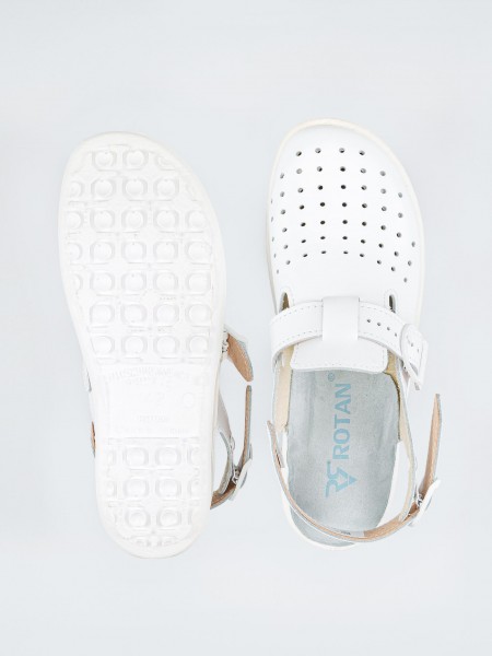 Сабо унисекс с перфорацией, верх натуральная кожа, белые, размер 40, Rotan. (1860-40)