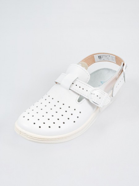 Сабо унисекс с перфорацией, верх натуральная кожа, белые, размер 41, Rotan. (1860-41)