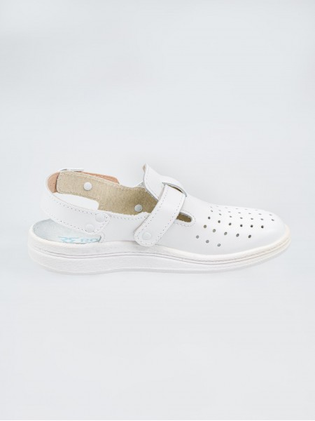 Сабо унисекс с перфорацией, верх натуральная кожа, белые, размер 43, Rotan. (1860-43)