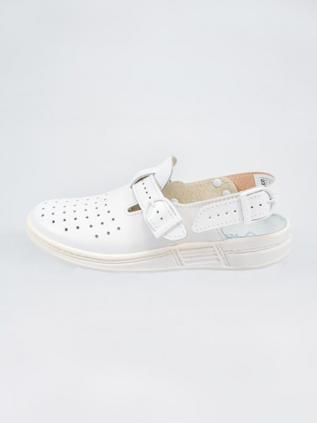 Сабо унисекс с перфорацией, верх натуральная кожа, белые, размер 46, Rotan. (1860-46)
