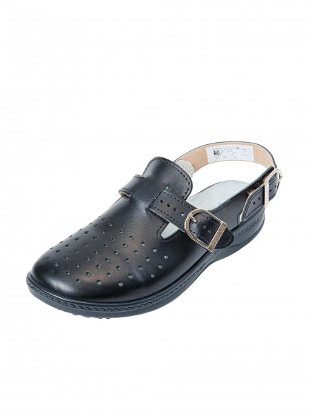 Сабо унисекс с перфорацией, верх натуральная кожа, черные, размер 42, Rotan. (1862-42)