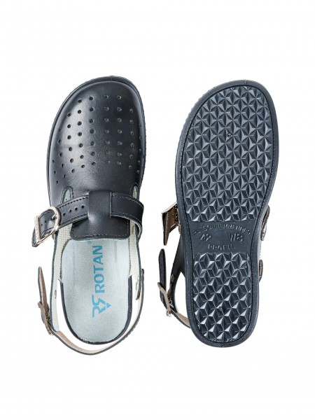 Сабо унисекс с перфорацией, верх натуральная кожа, черные, размер 46, Rotan. (1862-46)