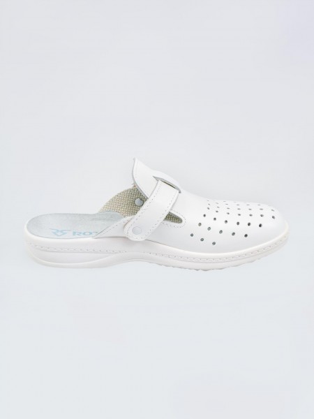 Сабо унисекс с перфорацией, верх натуральная кожа, белые, размер 40, Rotan. (1960-40)