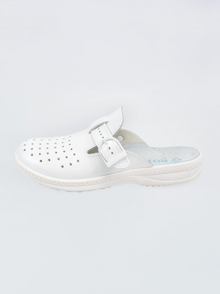 Сабо унисекс с перфорацией, верх натуральная кожа, белые, размер 43, Rotan. (1960-43)