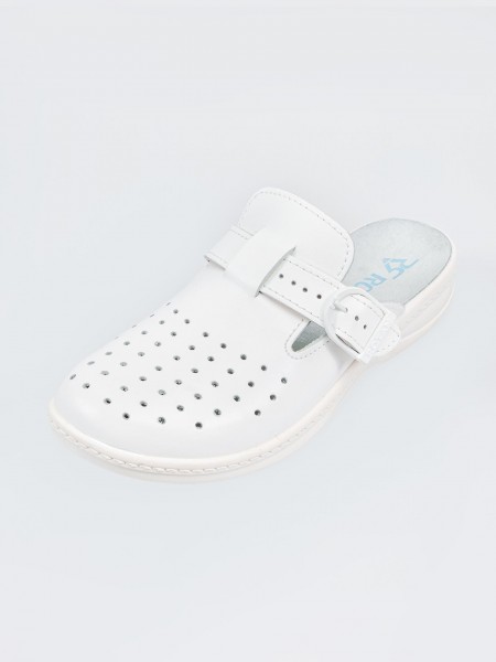 Сабо унисекс с перфорацией, верх натуральная кожа, белые, размер 44, Rotan. (1960-44)