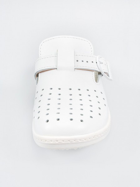 Сабо унисекс с перфорацией, верх натуральная кожа, белые, размер 46, Rotan. (1960-46)