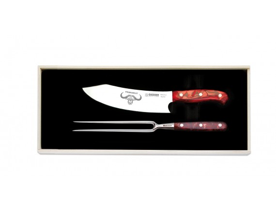 Поварской набор для барбекю PremiumCut, из 2 позиций, шеф нож 20 см и вилка, ручка Red Diamond, Giesser. (1997 2 rd)