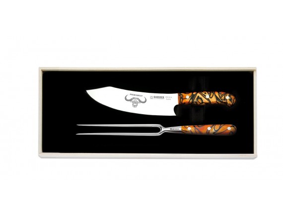 Поварской набор для барбекю PremiumCut, из 2 позиций, шеф нож 20 см и вилка, ручка Spicy Orange, Giesser. (1997 2 so)