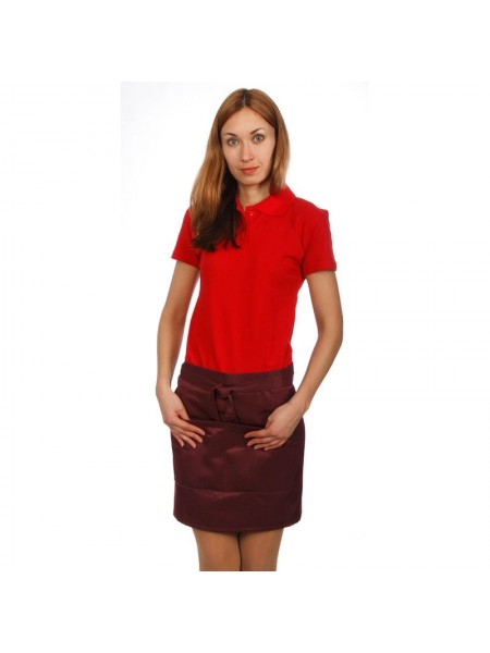 Фартук официанта короткий бордовый, 43х100 см, 65% полиэстер, 35% хлопок. (20-0502)