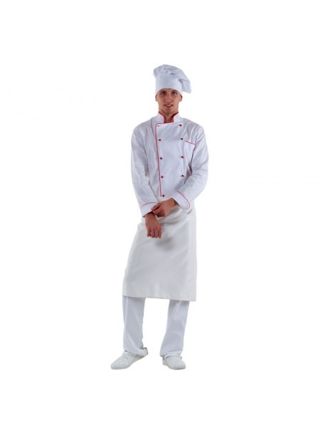 Фартук шеф повара белый, 70х105 см, 65% полиэстер, 35% хлопок. (20-300)