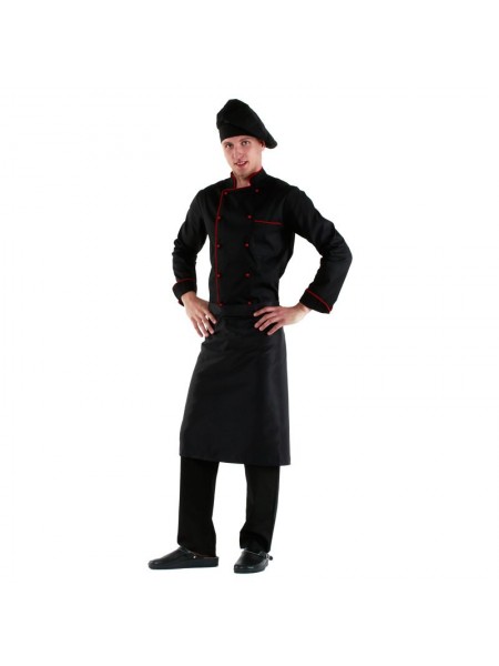 Фартук шеф повара черный, 70х105 см, 65% полиэстер, 35% хлопок. (20-301)