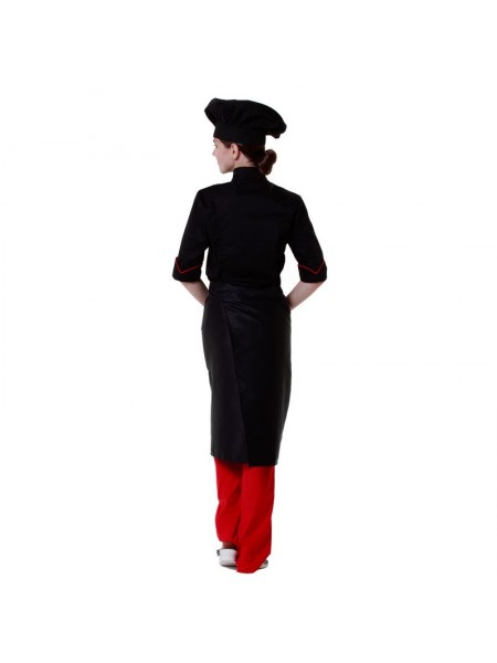 Фартук шеф повара черный, 70х105 см, 65% полиэстер, 35% хлопок. (20-301)