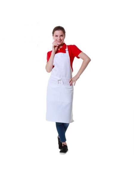 Фартук поварской белый, 90х67 см, 65% полиэстер, 35% хлопок. (20-400)