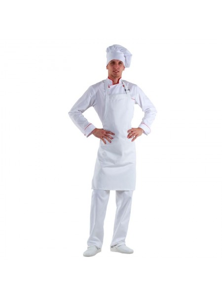 Фартук поварской белый, 90х67 см, 65% полиэстер, 35% хлопок. (20-400)