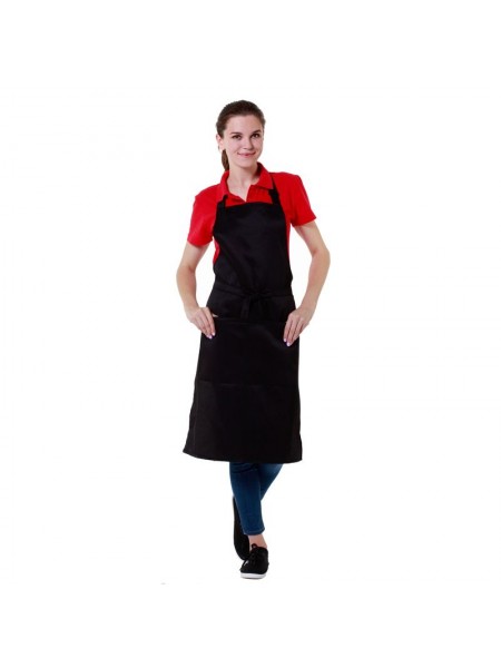 Фартук поварской черный, 90х67 см, 65% полиэстер, 35% хлопок. (20-401)