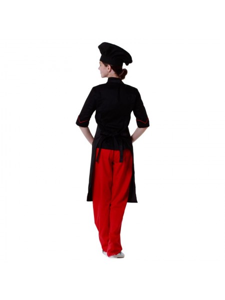 Фартук поварской черный, 90х67 см, 65% полиэстер, 35% хлопок. (20-401)