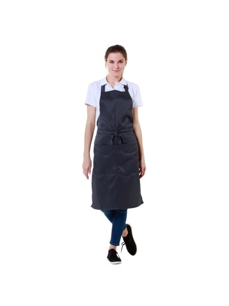 Фартук поварской серый, 90х67 см, 65% полиэстер, 35% хлопок. (20-402)