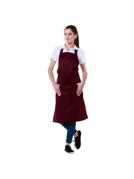 Фартук поварской бордовый, 90х67 см, 65% полиэстер, 35% хлопок. (20-404)