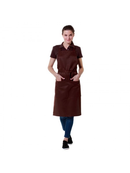 Фартук поварской коричневый, 90х67 см, 65% полиэстер, 35% хлопок. (20-405)