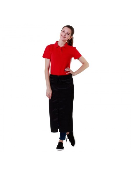 Фартук официанта длинный черный, 80х110 см, 65% полиэстер, 35% хлопок. (20-500)