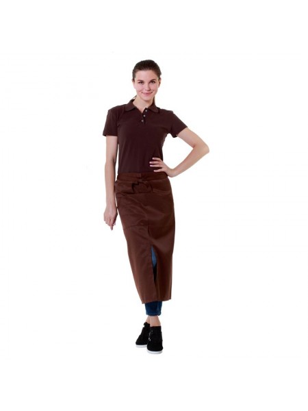 Фартук официанта длинный коричневый, 80х110 см, 65% полиэстер, 35% хлопок. (20-503)