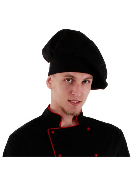 Колпак поварской черный, 45% полиэстер, 55% хлопок. (20-907)