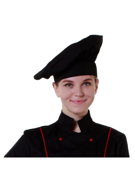 Колпак поварской черный, 45% полиэстер, 55% хлопок. (20-907)