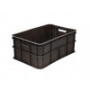 Ящик для продуктов 600x400x250 мм, сплошное дно, перфорированные стенки, цвет черный, Тара. (202)