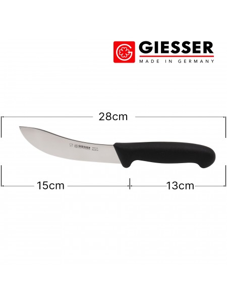 Нож профессиональный разделочный, шкуросъемный, 15 см, ручка TPE черная, Giesser. (2025 15)