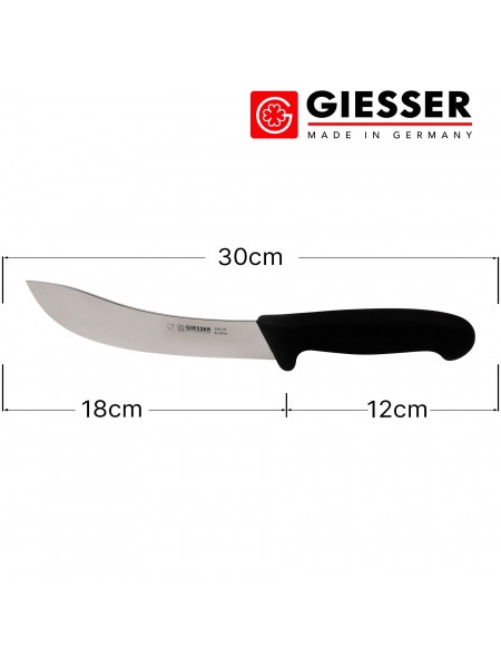 Нож профессиональный разделочный, шкуросъемный, 18 см, ручка TPE черная, Giesser. (2025 18)