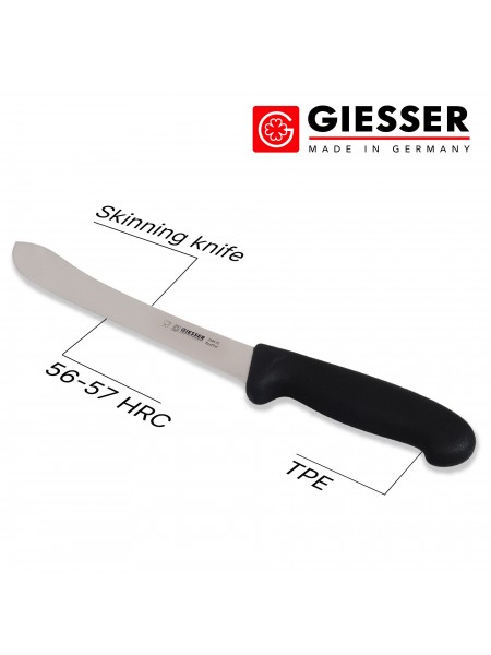 Нож профессиональный разделочный, шкуросъемный, 21 см, ручка TPE черная, Giesser. (2105 21)