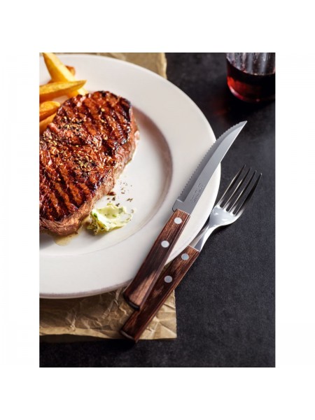 Нож для стейка, ручка полимерная древесина, коричневая, Polywood, Tramontina. (21100-495)