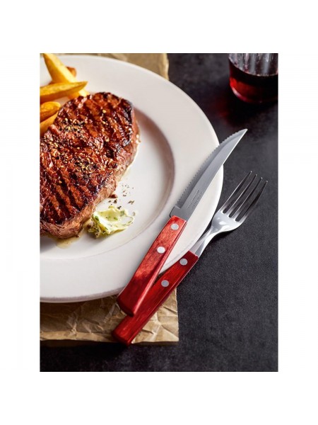 Вилка для стейка, ручка полимерная древесина, красная, Polywood, Tramontina. (21102-470)