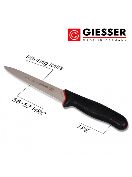 Нож филейный профессиональный 16 см, для разделки рыбы, ручка PrimeLine, Giesser. (217365 16)