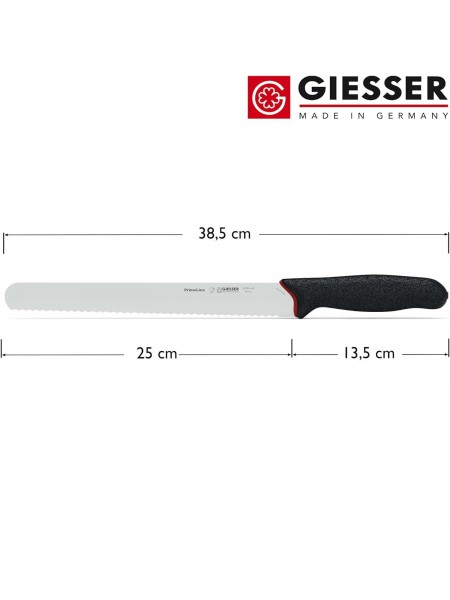 Кухонный нож PrimeLine для нарезки хлеба с зубчатым лезвием, 25 см, Giesser. (217705 w 25)
