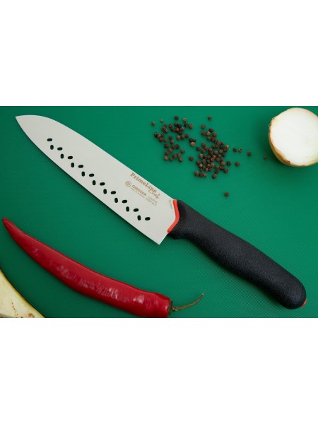 Нож поварской профессиональный восточный, сантоку, 19 см, с перфорацией, ручка PrimeLine, Giesser. (218269 sp 19)