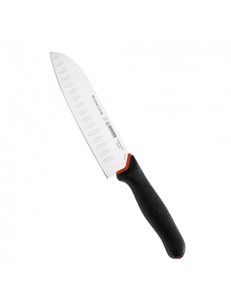 Нож поварской профессиональный восточный, сантоку, 18 см, лезвие с желобками, ручка PrimeLine, Giesser. (218269 wwl 18)