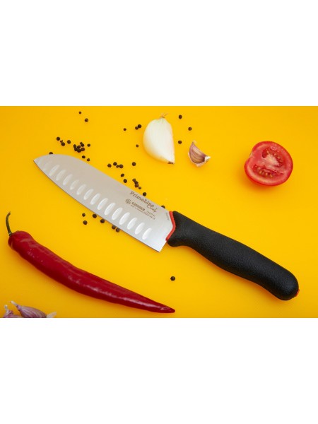 Нож поварской профессиональный восточный, сантоку, 18 см, лезвие с желобками, ручка PrimeLine, Giesser. (218269 wwl 18)