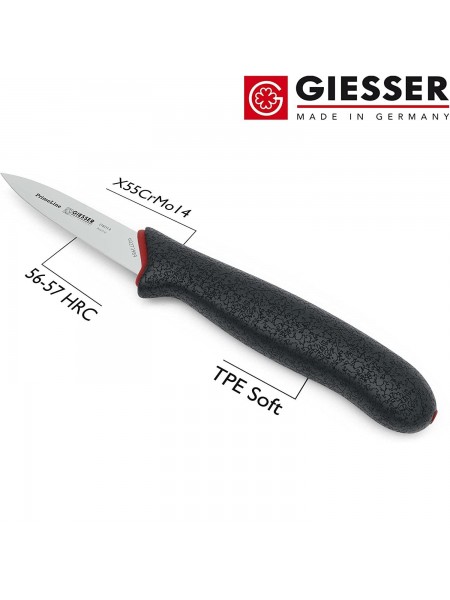 Нож кухонный профессиональный, 8 см, для чистки и фигурной нарезки овощей и фруктов, ручка PrimeLine, Giesser. (218315 8)