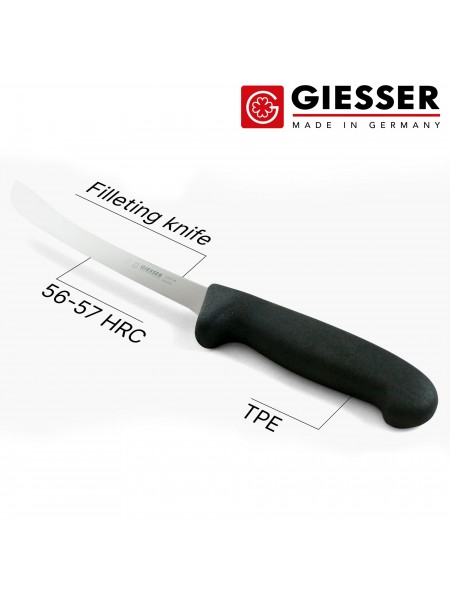 Нож филейный профессиональный 18 см, для разделки рыбы, ручка TPE, Giesser. (2275 18)