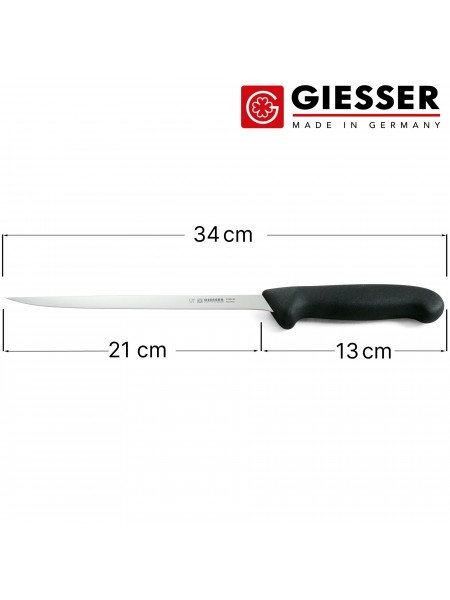 Нож филейный профессиональный 21 см, для разделки рыбы, ручка TPE, Giesser. (2285 21)