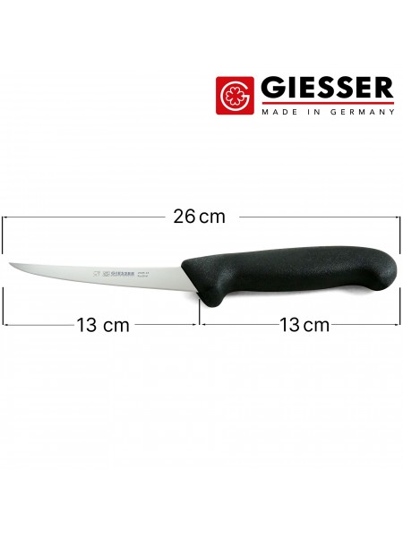 Нож обвалочный профессиональный 13 см, средняя жесткость, для обвалки и разделки мяса, ручка TPE, Giesser. (2505 13)