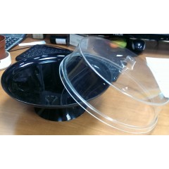 Подставка для торта, D-26 см с прозрачной клошей, черная, пластик, Carlisle. (2560)