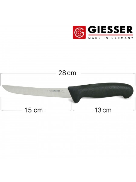 Нож обвалочный профессиональный 15 см, для обвалки и разделки мяса, лезвие с желобками, ручка TPE, Giesser. (2605 wwl 15)