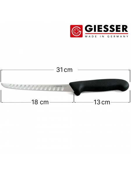 Нож обвалочный профессиональный 18 см, для обвалки и разделки мяса, лезвие с желобками, ручка TPE, Giesser. (2605 wwl 18)