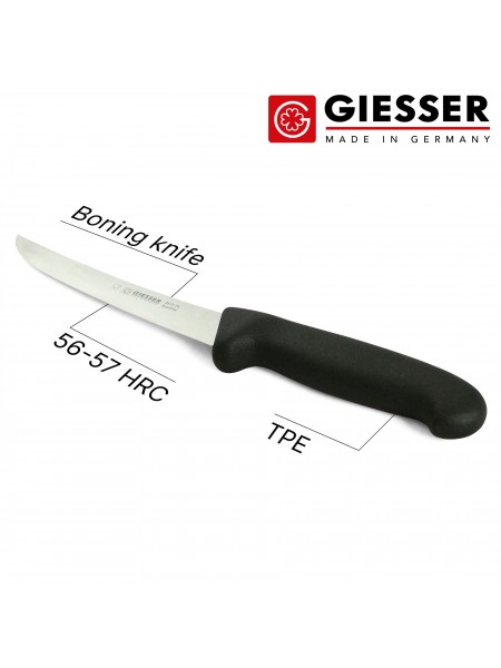 Нож обвалочный профессиональный 15 см, гибкий, для обвалки и разделки мяса, ручка TPE, Giesser. (2615 15)